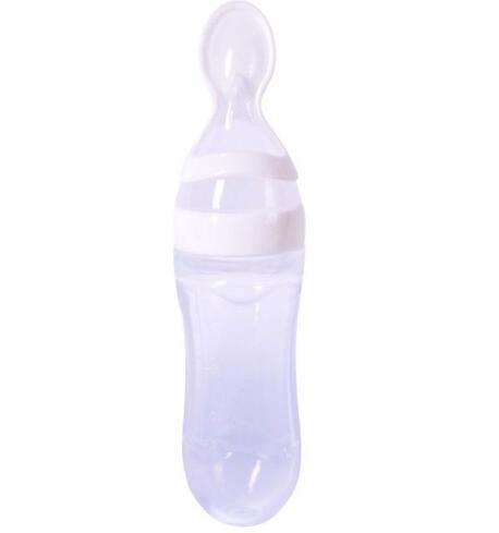 Silicone squeeze-type baby feeding bottle