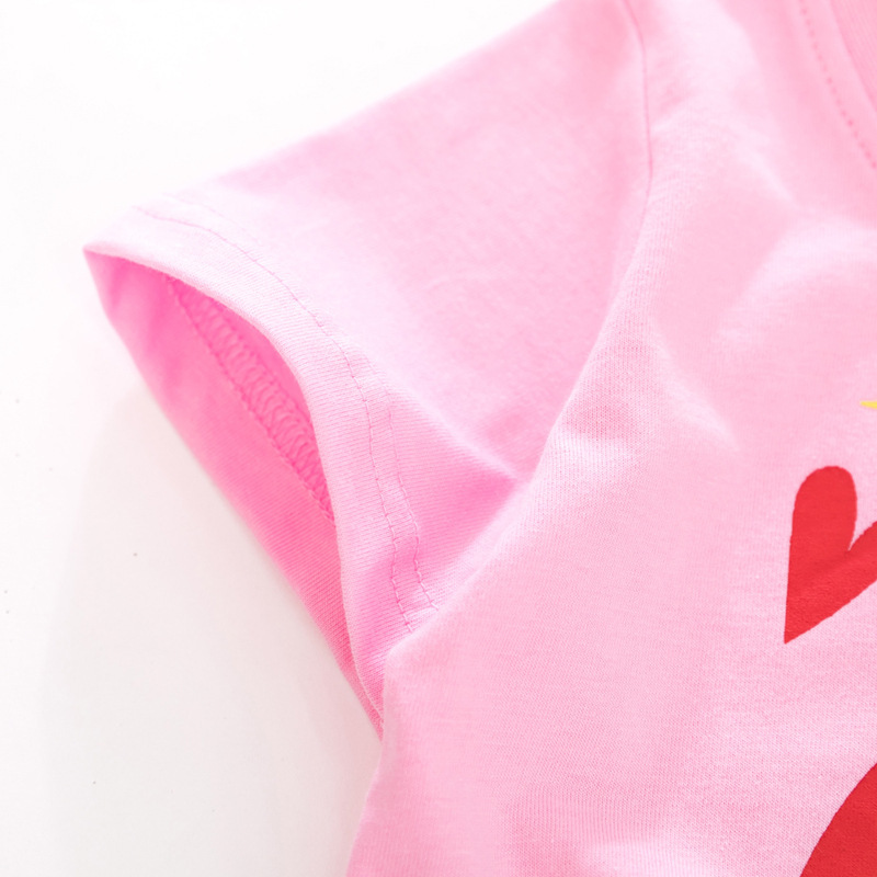 Short-sleeved knitted cotton girls' T-shirt - Image 3