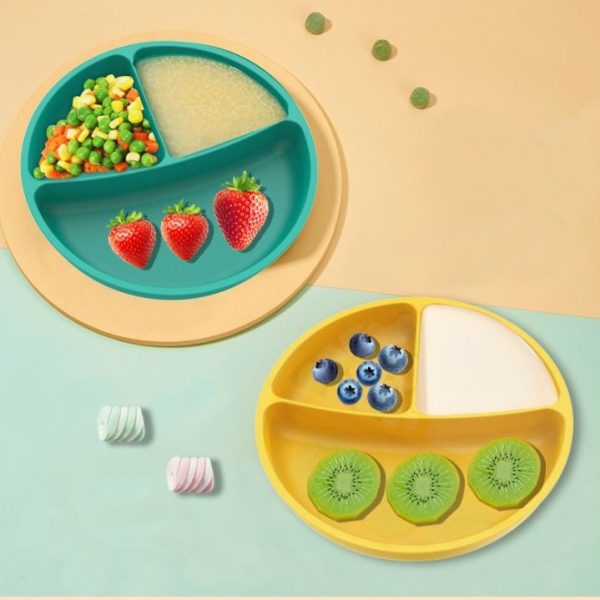 Divided tableware with anti-slip silicone for babies