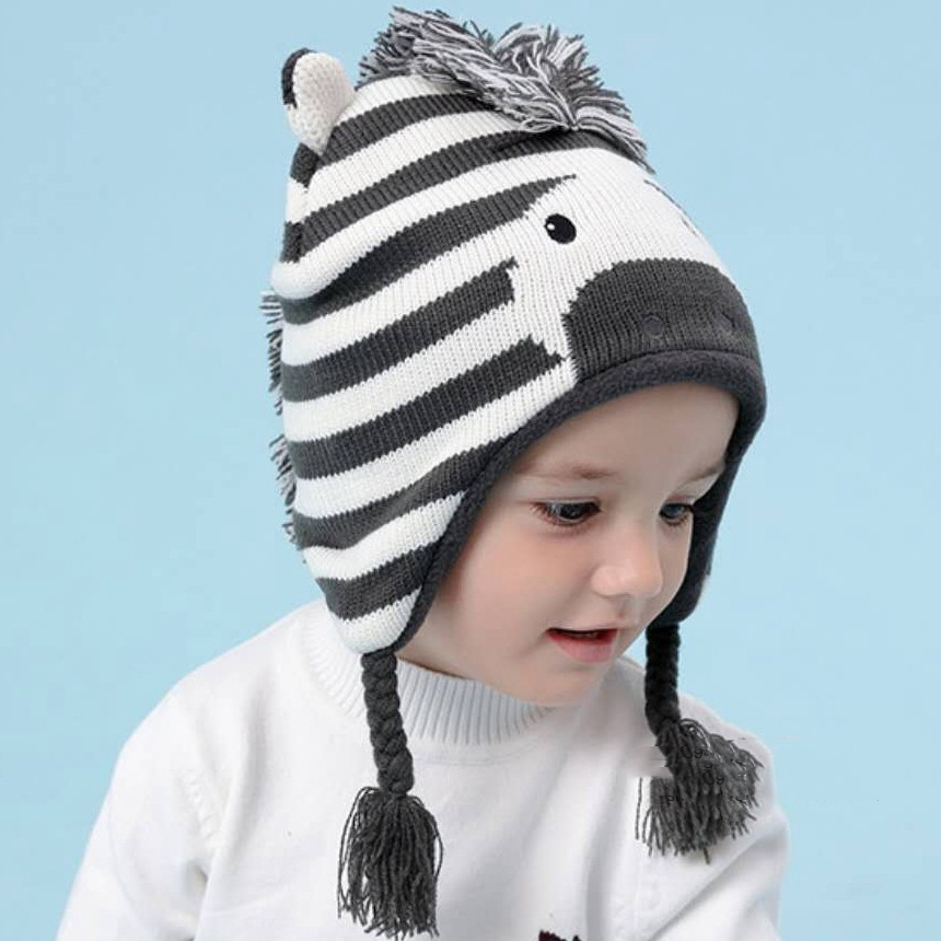 Plush knitted winter hat