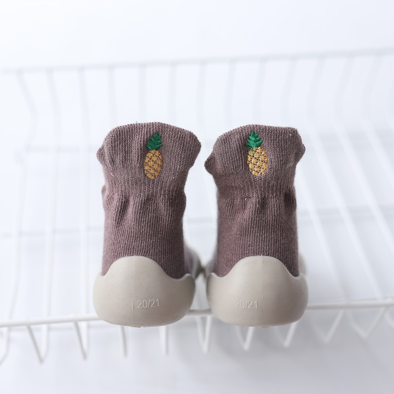 Knitted and embroidered baby floor socks/shoes